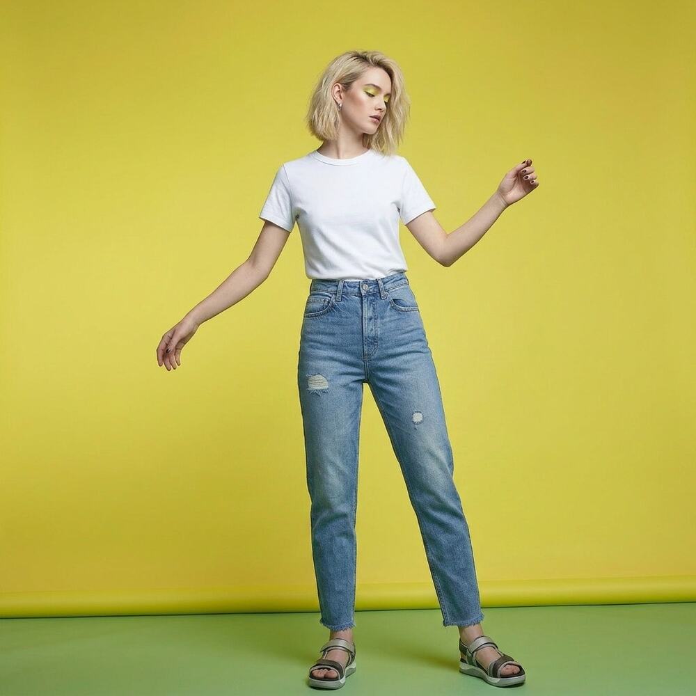 Boyish by Her The Billy Jeans 27 High Rise Skinny Raw Hem Distressed